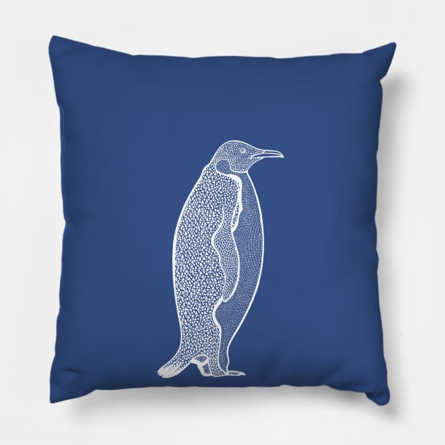 Emperor Penguin - artic animal drawing Pillow by Green Paladin