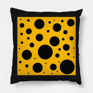 black polka dots on yellow background Pillow