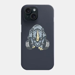 Rhino Gym illustration, Rhino Barbell Phone Case