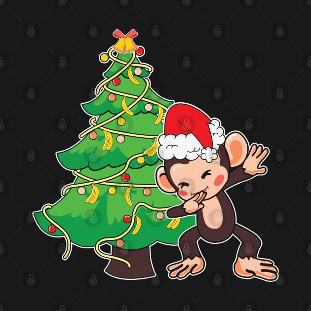 Dabbing Kawaii Monkey Christmas Tree by BadDesignCo