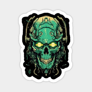 Rocking the retro skull on spruce green Magnet