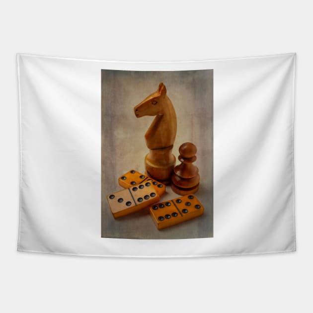 Chessmen And Dominos Tapestry by photogarry