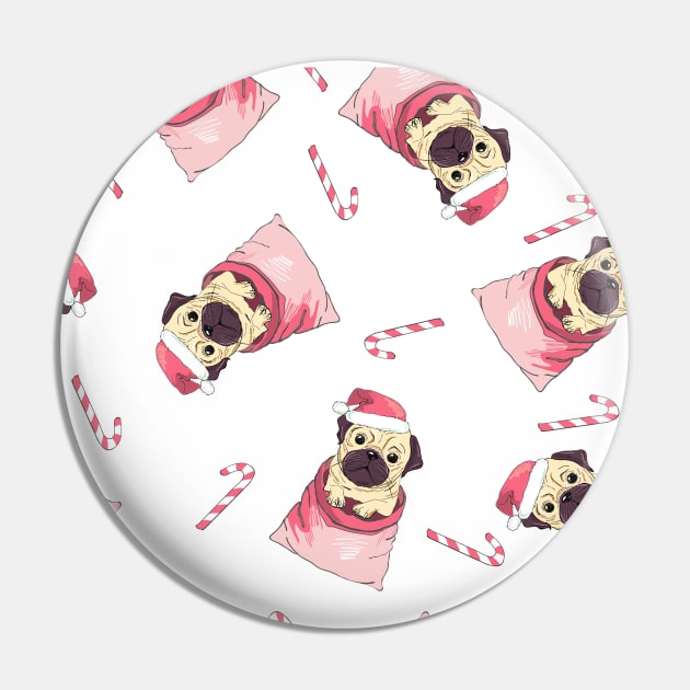 Pug Santa Claus Pin by queensandkings