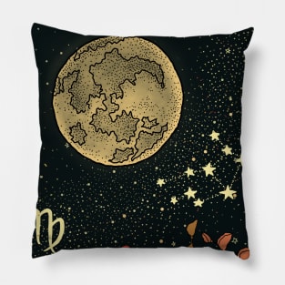 Virgo Zodiac Flower Moon Night Sky Pillow