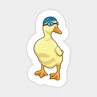 Duck at Swimming with Swimming goggles Magnet