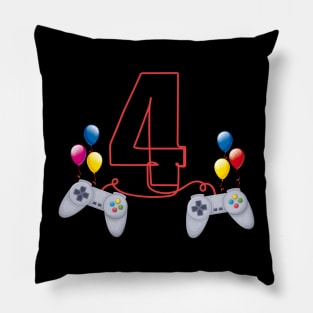 4th Birthday Boy Toddlers Video Gamer Store Pillow