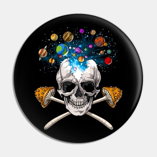 Magic Mushrooms Skull Pin