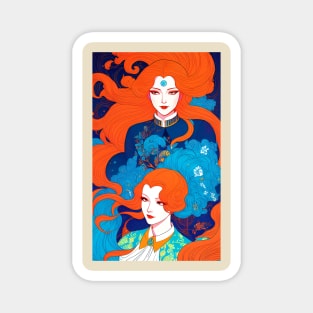 Art Deco Woman Red Head Magnet