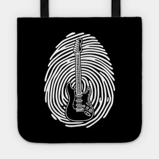 Fingerprint Electric Guitar Outline Dark Theme Tote