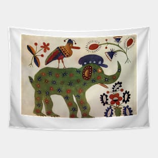 Maria Primachenko - green elephant 1936 Tapestry