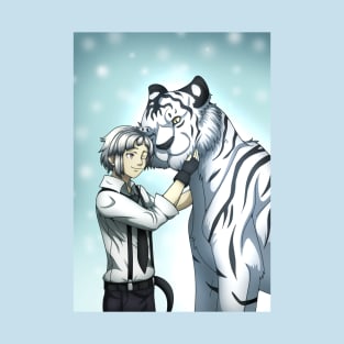 Boy with White Tiger T-Shirt