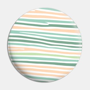 Wave Line Pattern Cream Green Abstract Art Pin