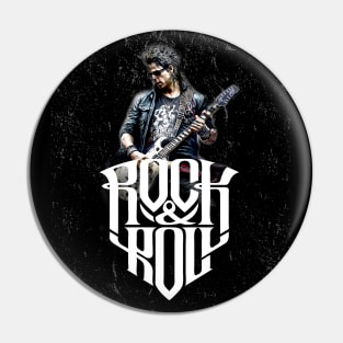 Rock and Roll: Guitarist No 2 on a Dark Background Pin