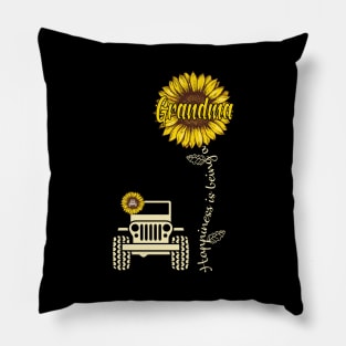 Jeep Sunflower Jeep Grandma Happiness is being a Grandma Jeep Women Pillow