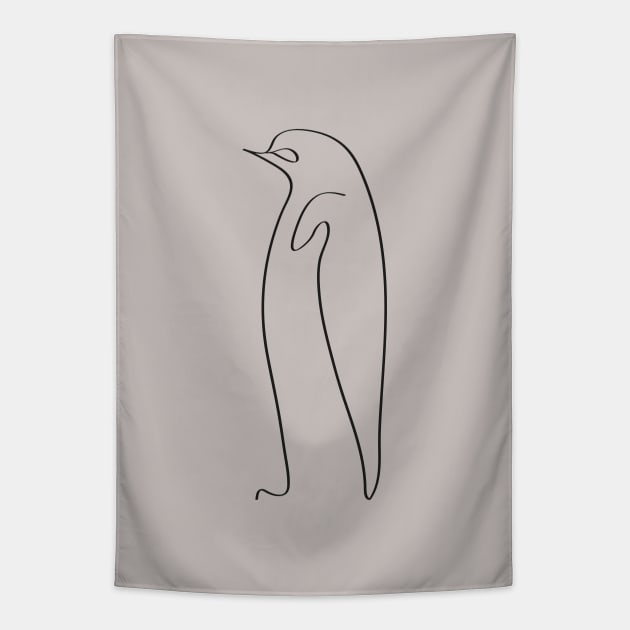 Line Art Penguin Silhouette Tapestry by Lastdrop