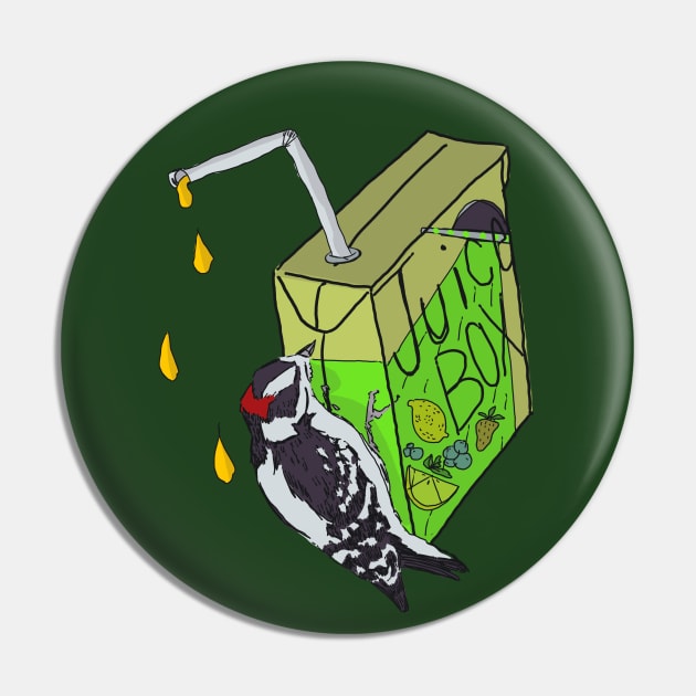 Juice Boxes and Downy Woodpeckers Pin by Animal Surrealism