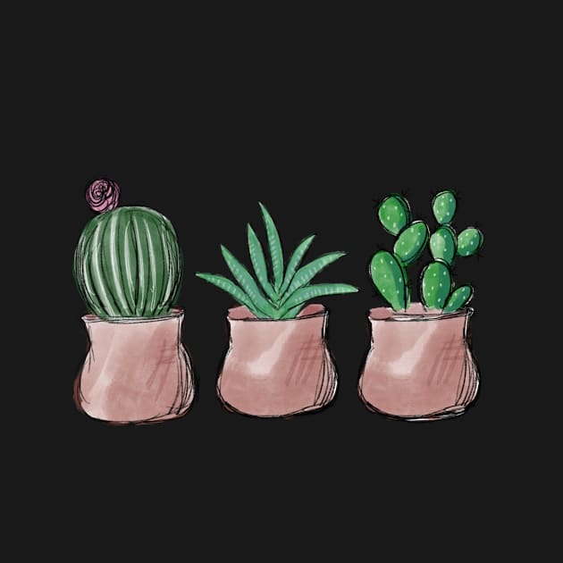 Potted Succulents by eeliseart