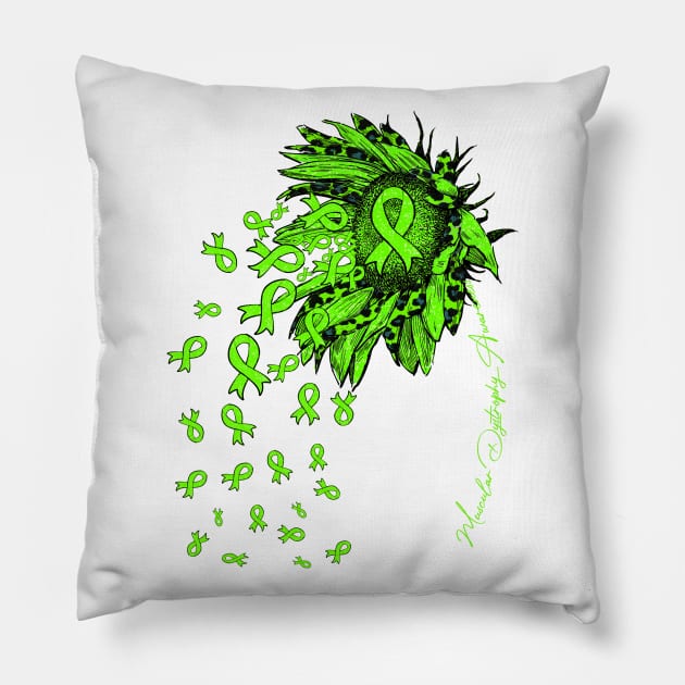 Muscular Dystrophy Awareness Awareness - sunflower nobody fights alone Pillow by Lewis Swope