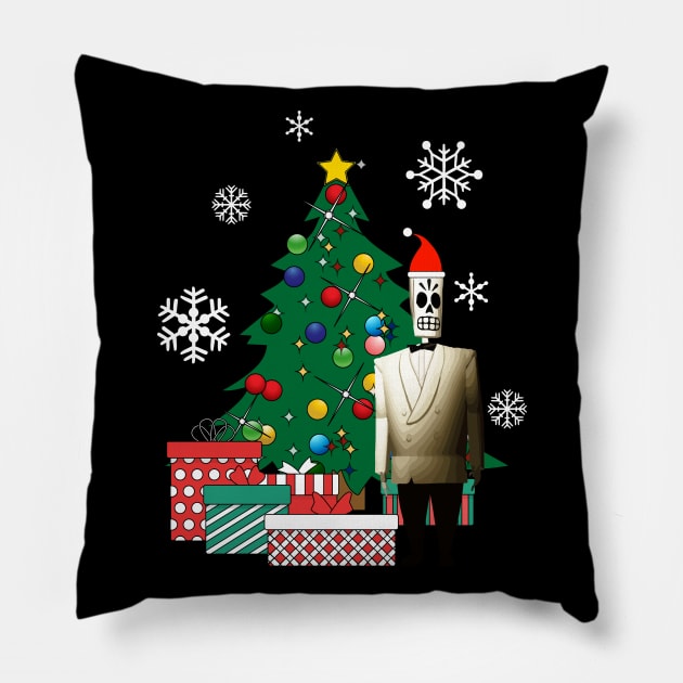 Manny Calavera Around The Christmas Tree Pillow by Nova5