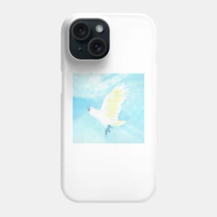 watercolor flying sulphur crested cockatoo Phone Case