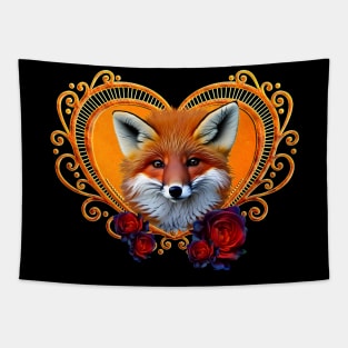Wonderful head of a fox with heart Tapestry