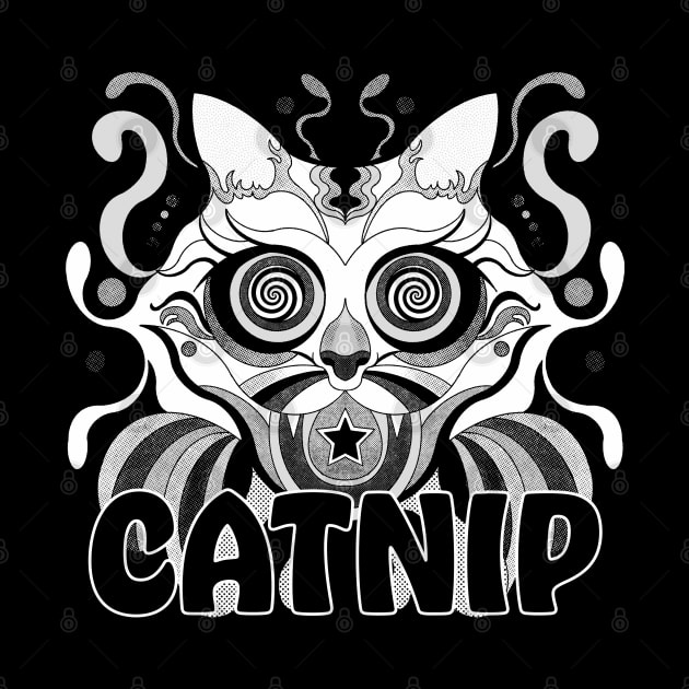 Psychedelic Catnip Black and White by RGB Ginger