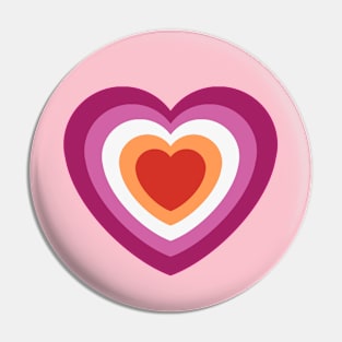 Lesbian Flag Colors as Heart Pin