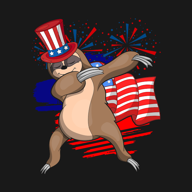 Dabbing Sloth US Flag Animal Lover American 4th Of July by shirtsyoulike