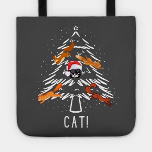 Christmas Vacation Inspired Christmas Cat with Squirrels Tote