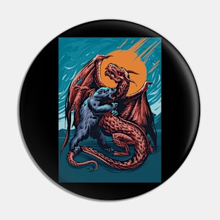 Bear vs Dragon Colored Pin