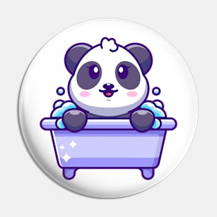 Cute panda in a bathtub cartoon character Pin