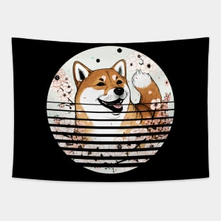 Shiba Inu Dog, Cherry Blossom, Japanese Style Tapestry