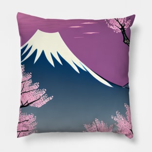 Fujiyama with cherry blossom trees, ukiyo e Pillow