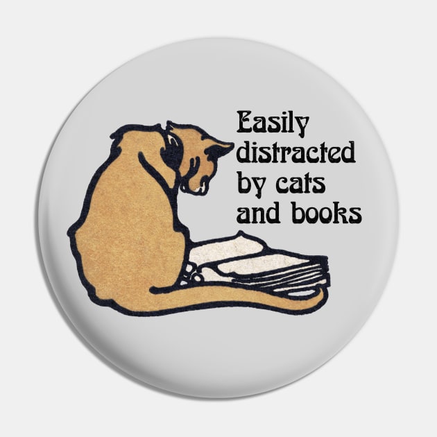 Retro Vintage Aesthetic - Cat - Easily Distracted by Cats and Books Pin by Design By Leo