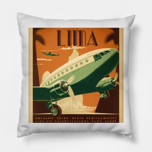 Lima Vintage Travel Art Poster Pillow