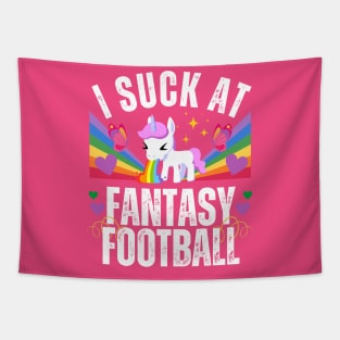 I Suck at Fantasy Football Rainbow Unicorn Tapestry