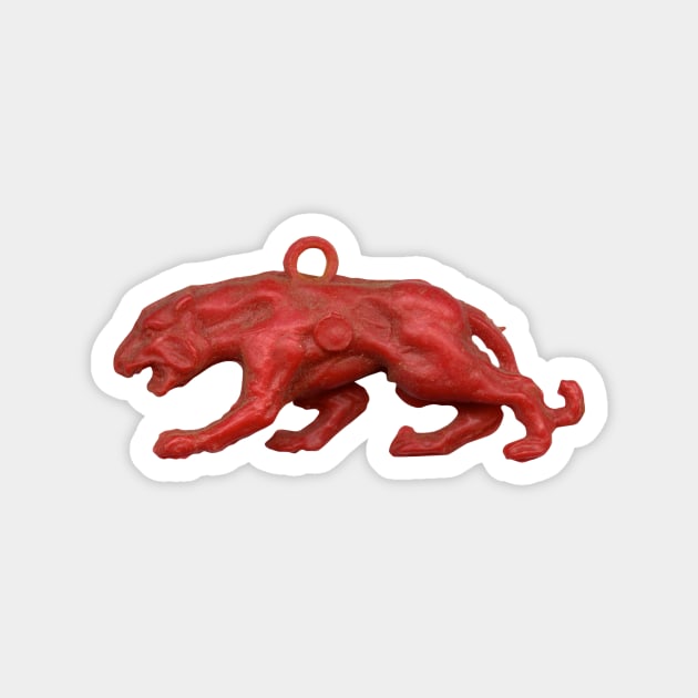 Red panther on blue grass Magnet by VrijFormaat