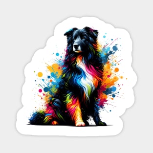 Croatian Sheepdog in Artistic Colorful Splash Style Magnet