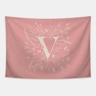 Botanical Letter V (Hibiscus Pink) Tapestry