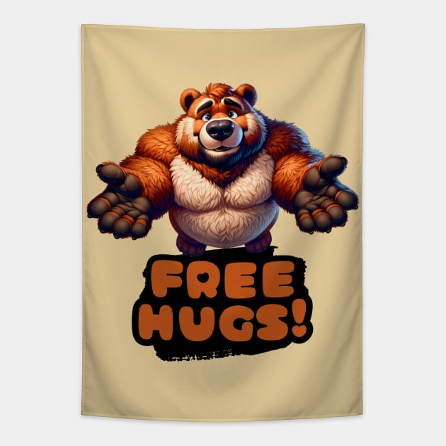 Free Hugs Anthro Furry Bear Tapestry by Blue Bull Bazaar