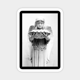 Black and White Angel Statue Photo Magnet