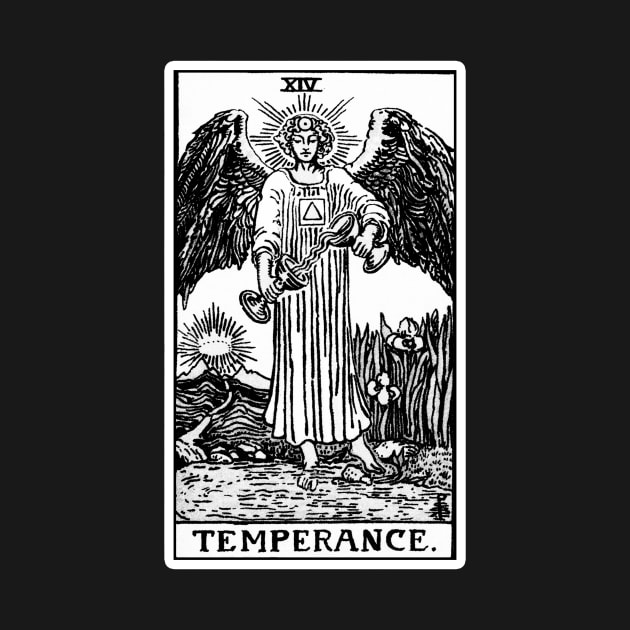 XIV. Temperance Tarot Card | Black and white by wildtribe