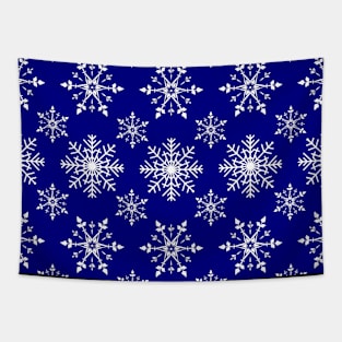 White Snowflakes in Blue Tapestry