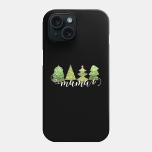 Cute Whimsical Christmas Trees Script Mama Phone Case