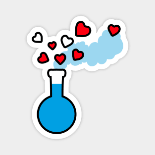 Love is My Mana - Blue Potion Laboratory Flask with Red Hearts Magnet