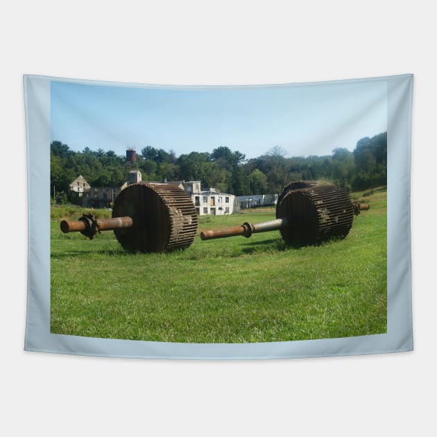 Giant Tractor Wheel Bearings Tapestry by BenjiRetroWave