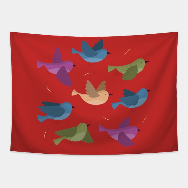 Flat Flying Birds Tapestry by Mako Design 