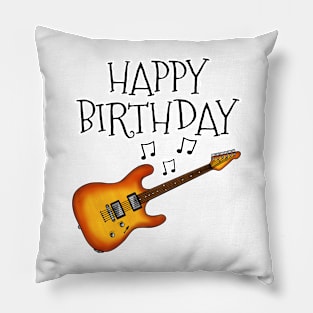 Electric Guitar Happy Birthday Guitarist Musician (Amber) Pillow