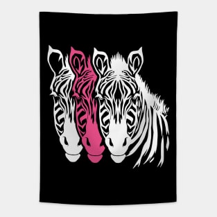 White And Pink Zebra Heads Tapestry