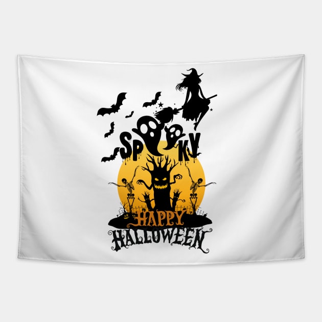 Spooky Happy Halloween Tapestry by NICHE&NICHE